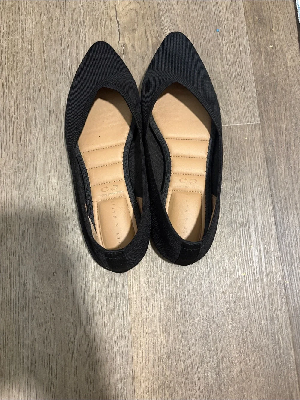Kelly & Katie Black Pointed Knit Slip-On Flats